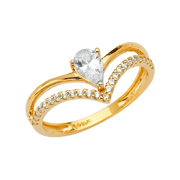 14KY 2Lines Fancy CZ Ring