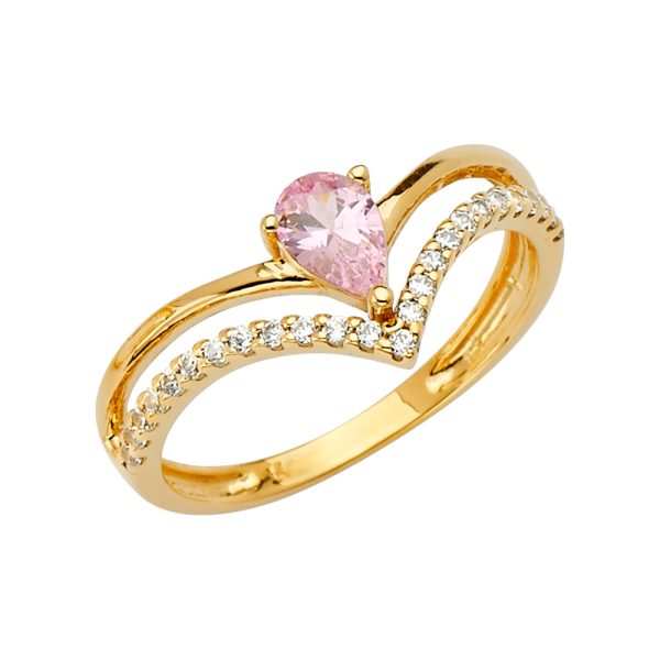 14KY 2Lines Fancy CZ Ring