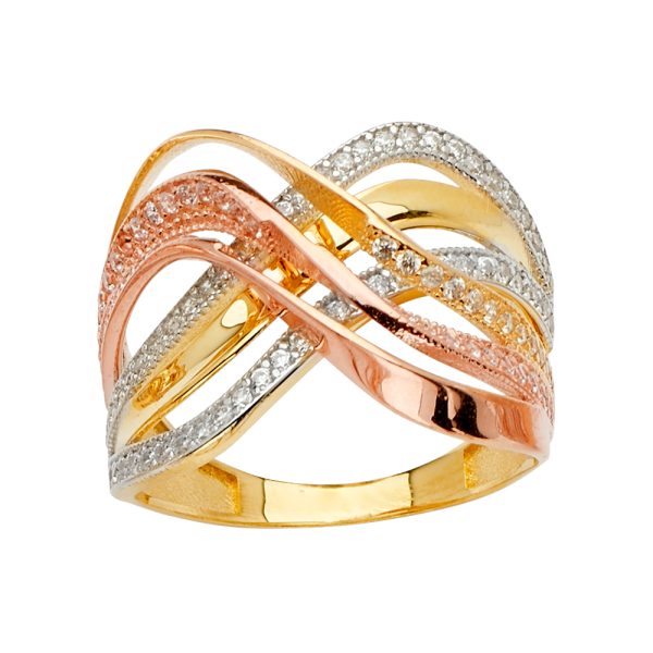 14K 3C Multi Line MP CZ Ring