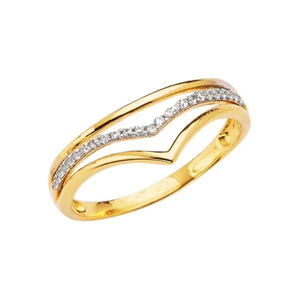 14K 2T 3Lines Fancy CZ Band