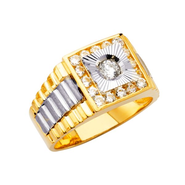 14K 2T Men's CZ Ring