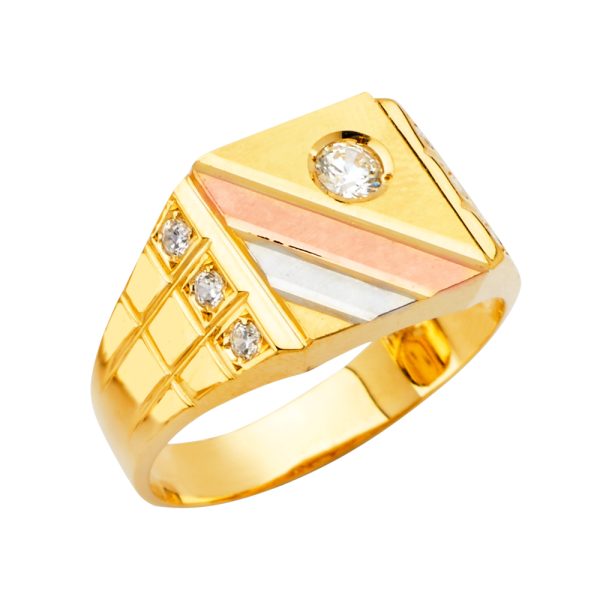 14K 3C Men's CZ Ring