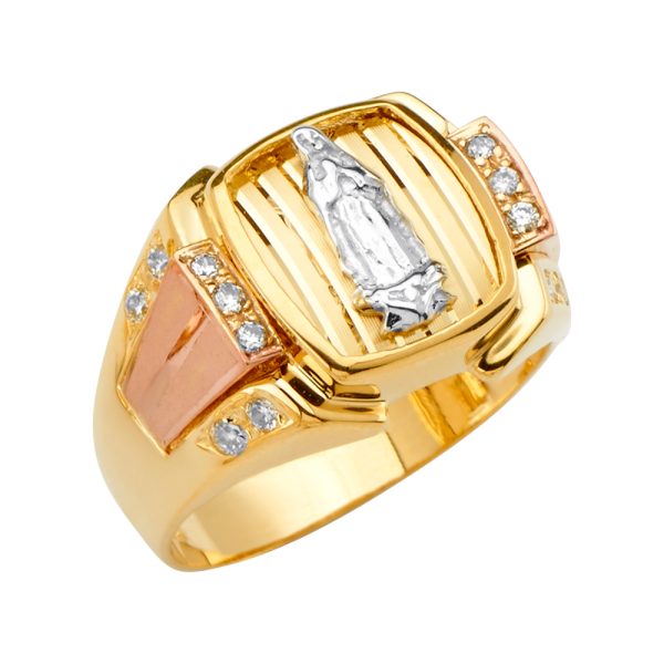 14K 3C Guadalupe Men's CZ Ring