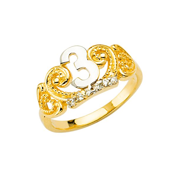 14K 2T 3Years Old Baby CZ Crown Ring