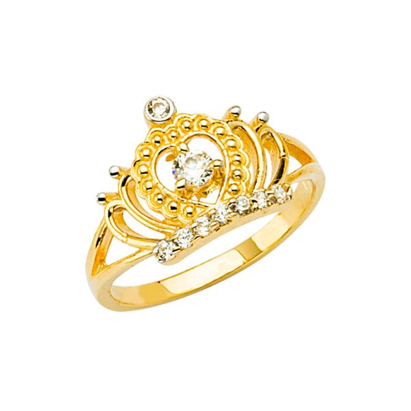 14K 2T CZ Crown Baby Ring