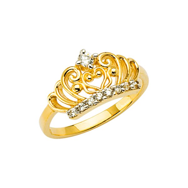 14K 2T CZ Crown Baby Ring