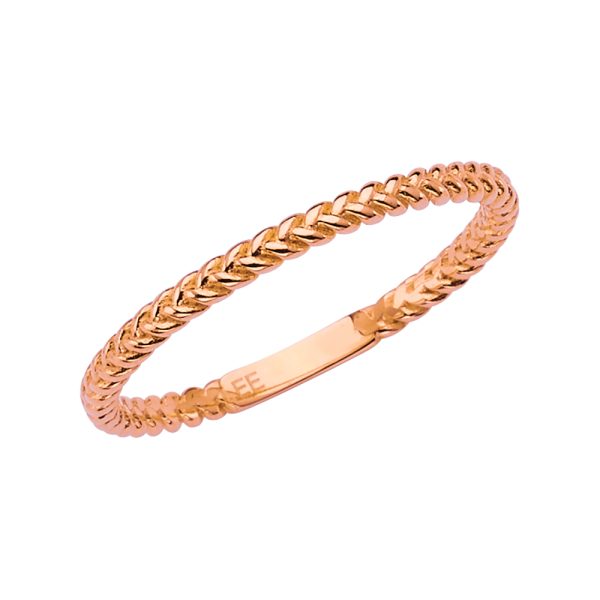 14K Pink Braided Shape Stackble Band