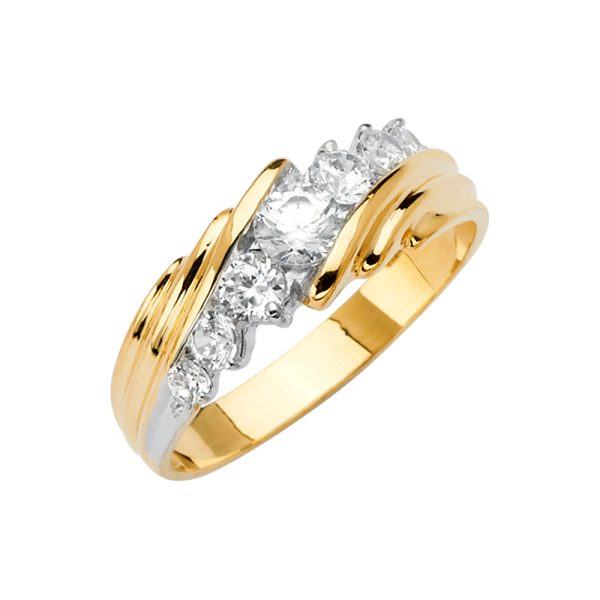 14KY Men's CZ Wedding Band/Trio Set