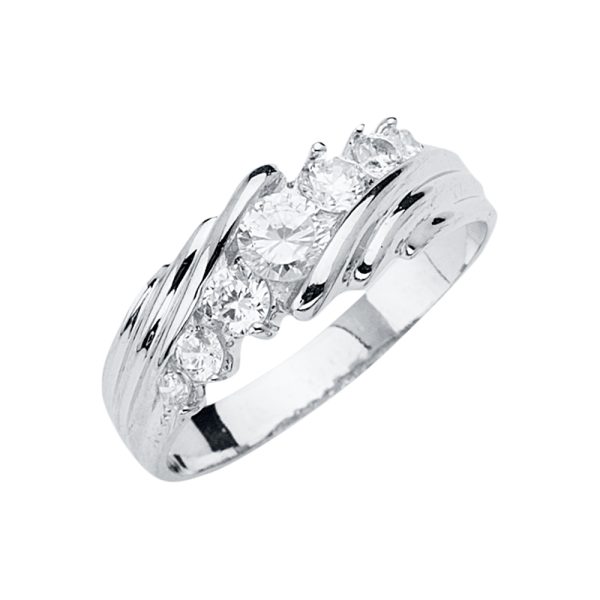 14KW Men's CZ Wedding Band/Trio Set