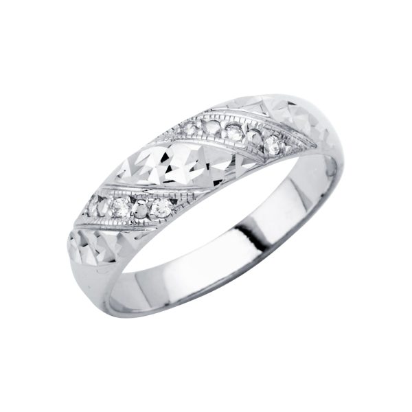 14KW Men's CZ Wedding Band/Trio Set