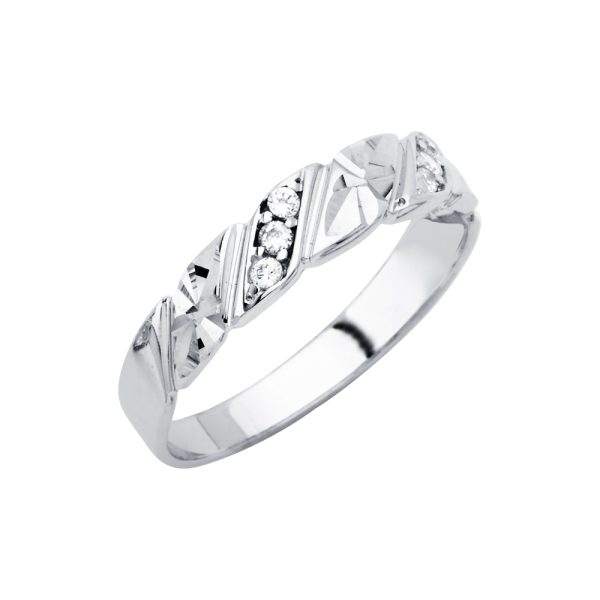 14KW Men's CZ Wedding Band/Trio Set