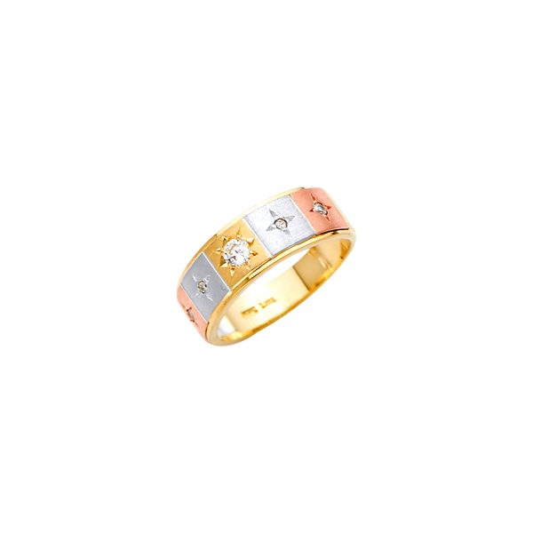 14K 3C Men's CZ Wedding Band/Trio Set