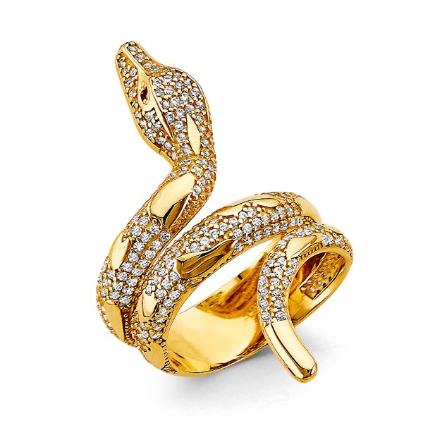 14KY CZ Snake Ring