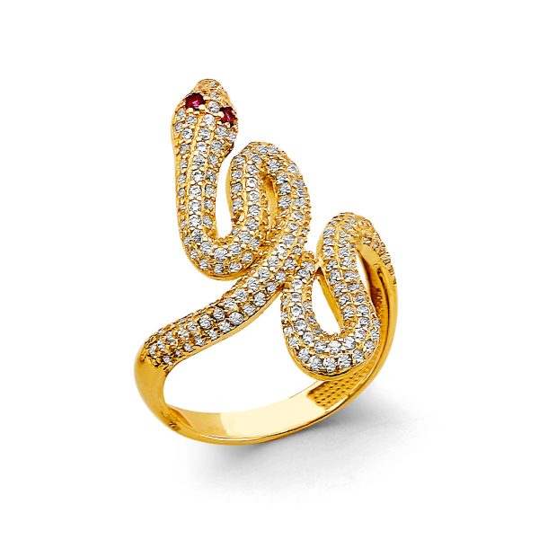 14KY CZ Snake Ring