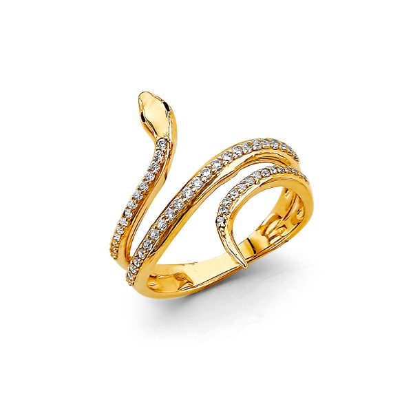 14KY CZ Snake Ring