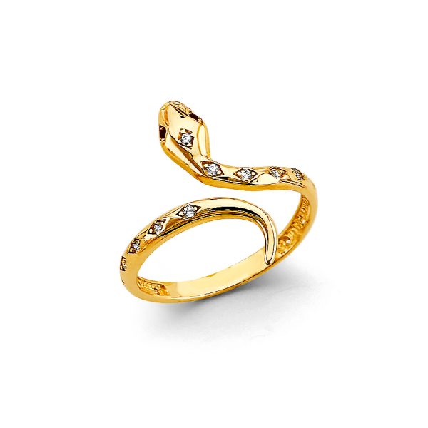 14KY CZ Snake Ring