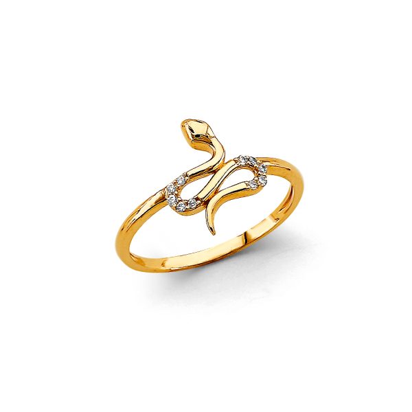 14KY CZ Snake Ring