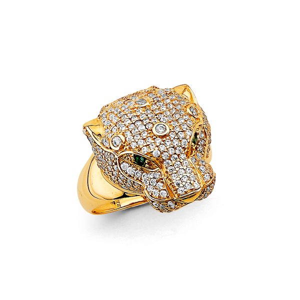 14K 2T CZ Panther Ring