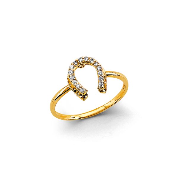 14KY CZ Horse Shoe Ring