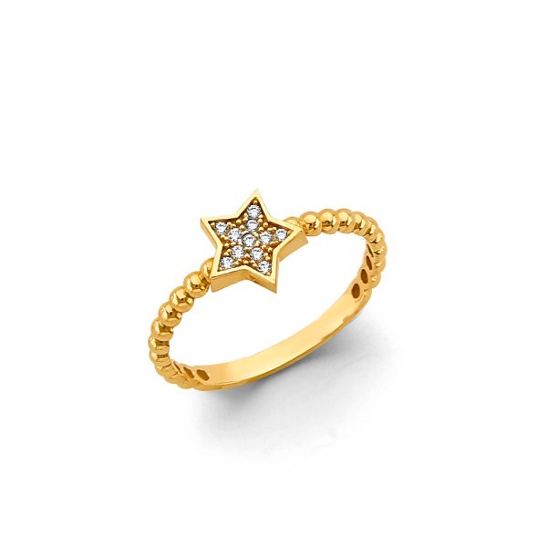 14K 2T CZ Star Ring