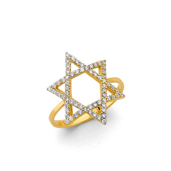 14K 2T CZ Star of David Ring