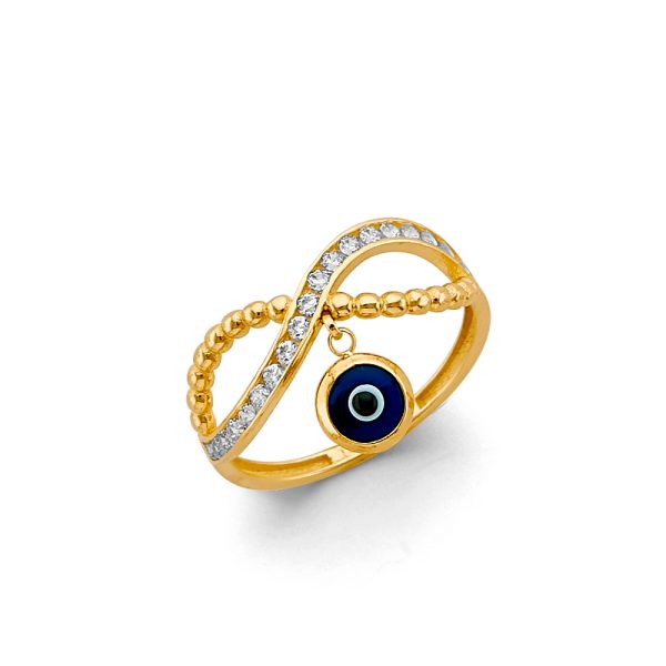 14KY Hanging Evil Eye Ring