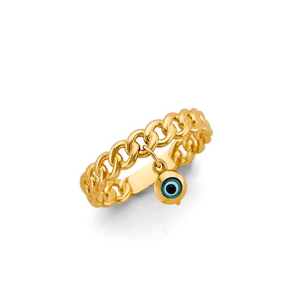 14KY Hanging Evil Eye Link Ring