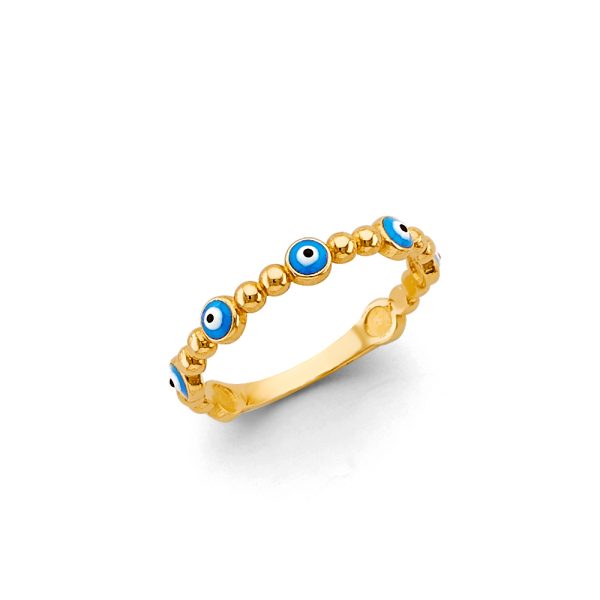 14KY L Blue Evil Eye Ring