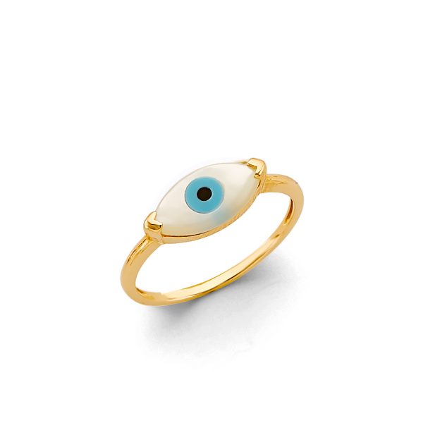 14KY L Blue Evil Eye Ring