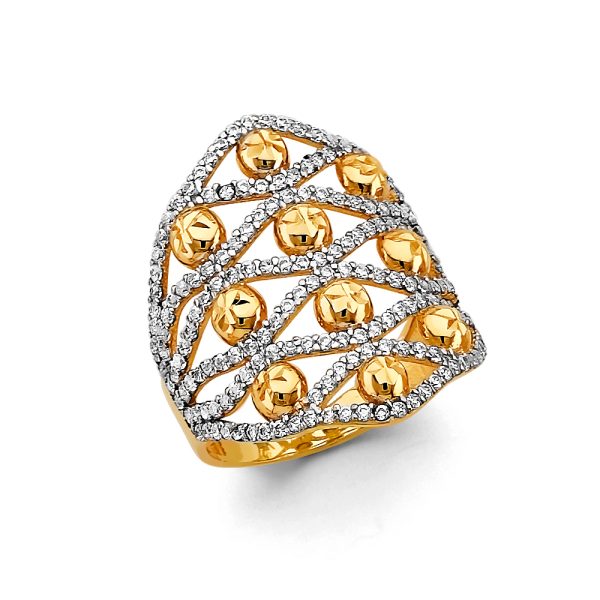 14K 2T CZ Fancy Ladies Ring