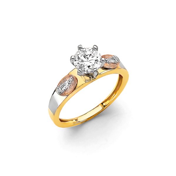 14K 3C CZ Engagement Ring