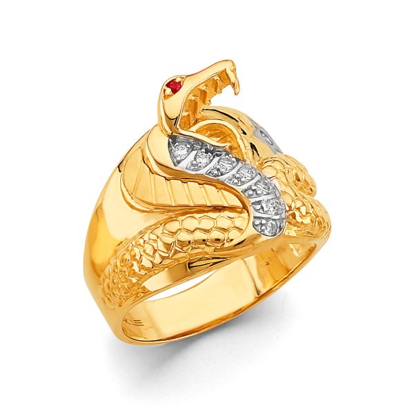 14K 2T Snake Men's CZ Ring