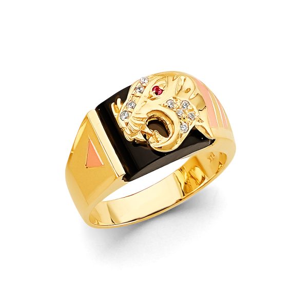 14K 3C Panther Men's CZ Ring