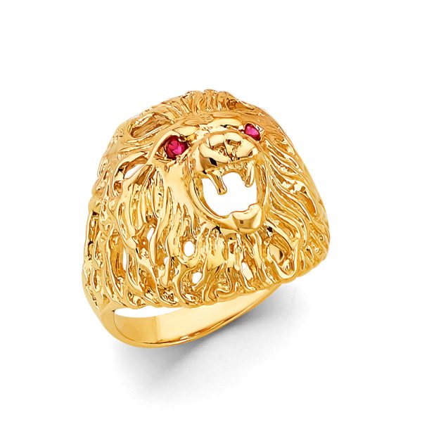 14KY Lion Men's CZ Ring