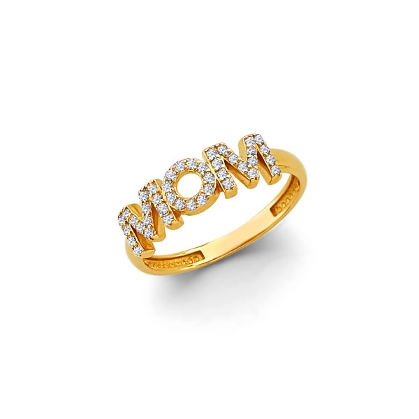 14K 2T CZ Mom Ring