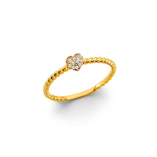 14KY CZ Heart Ring