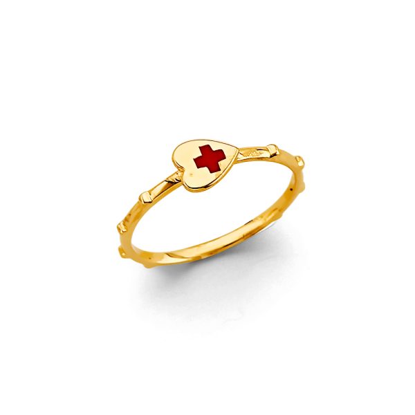 14KY CZ Heart Rosary Ring