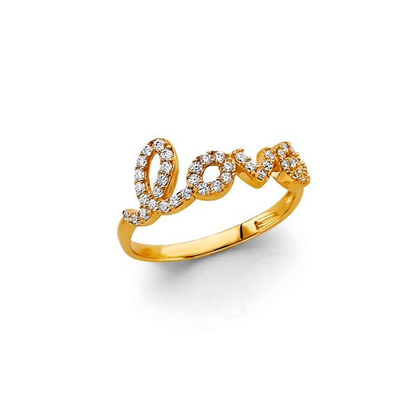 14K 2T Love CZ Ring