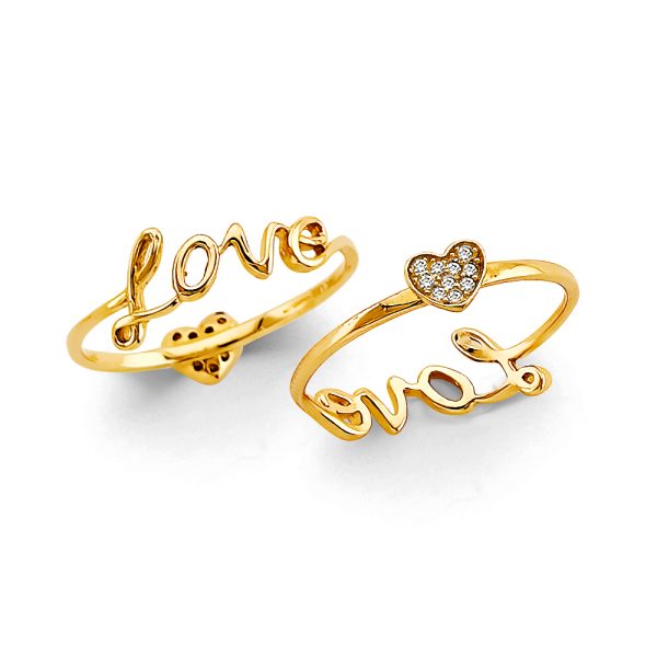 14KY CZ Love & Heart Ring