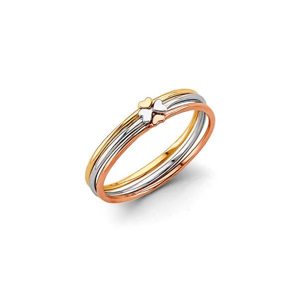 14K 3C Stackable Heart Ring