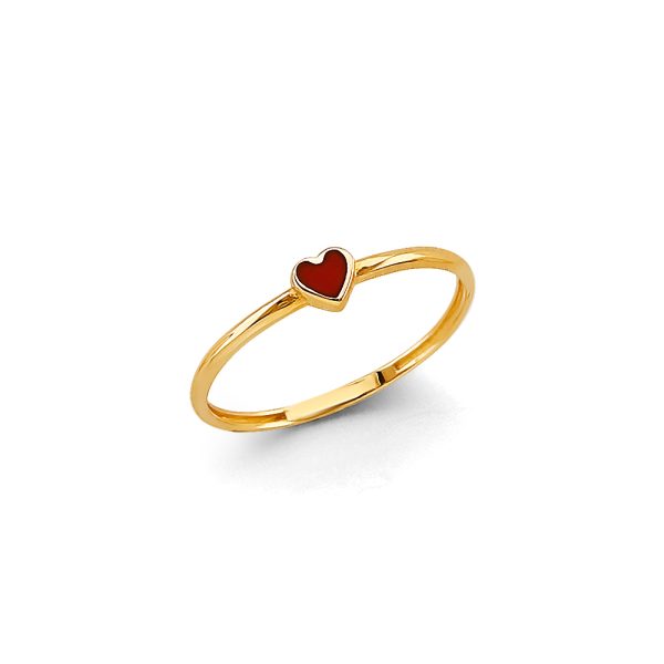 14KY Enamel Heart Stackable Ring