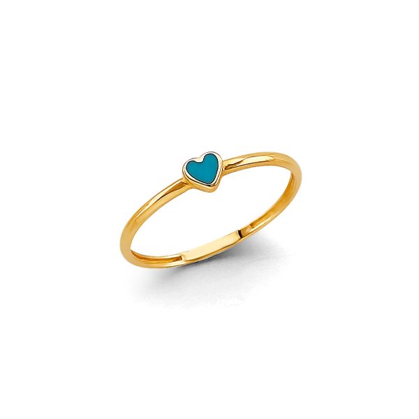 14KY Enamel Heart Stackable Ring