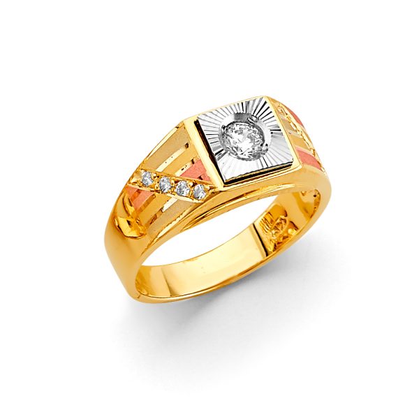 14K 3C Men's CZ Ring