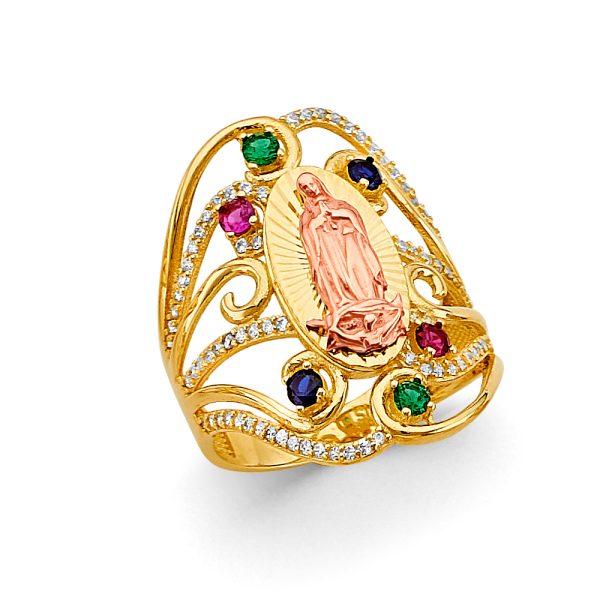 14K 2T Multi Color CZ Guadalupe Ring