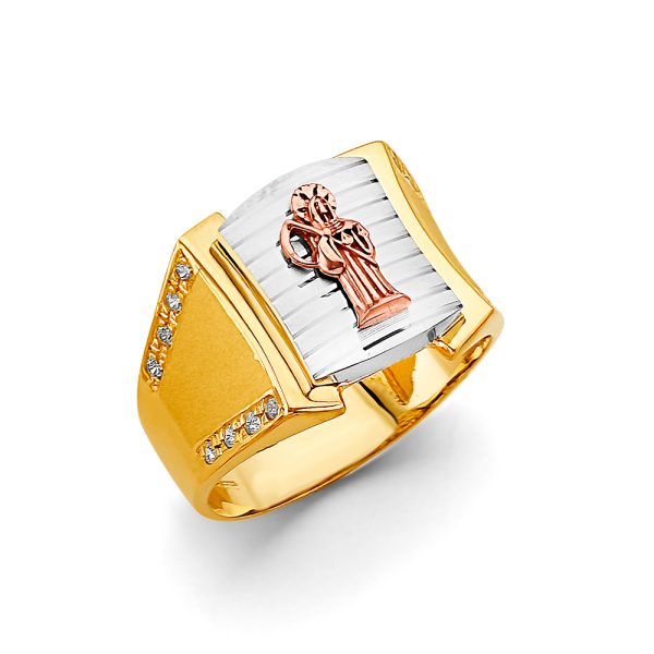 14K 3C Santa Muerte Men's Ring