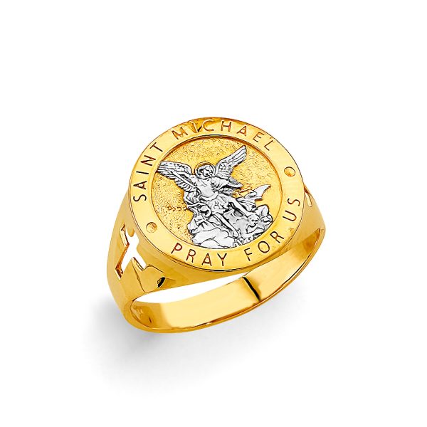 14K 2T St. Michael Men's Ring