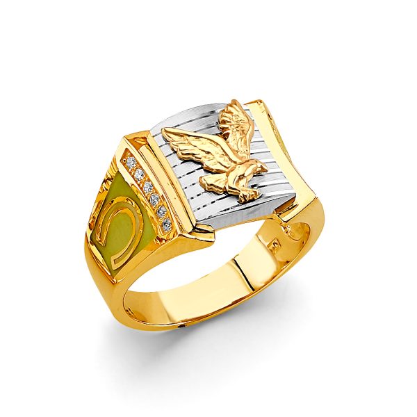 14K 2T Eagle Men's CZ Ring