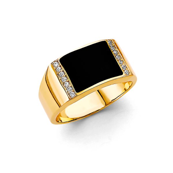 14KY Onyx Men's CZ Ring