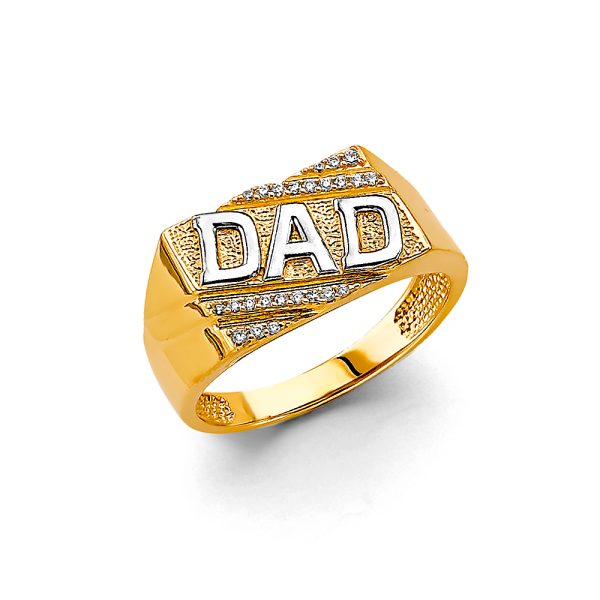 14K 2T Dad Men's CZ Ring