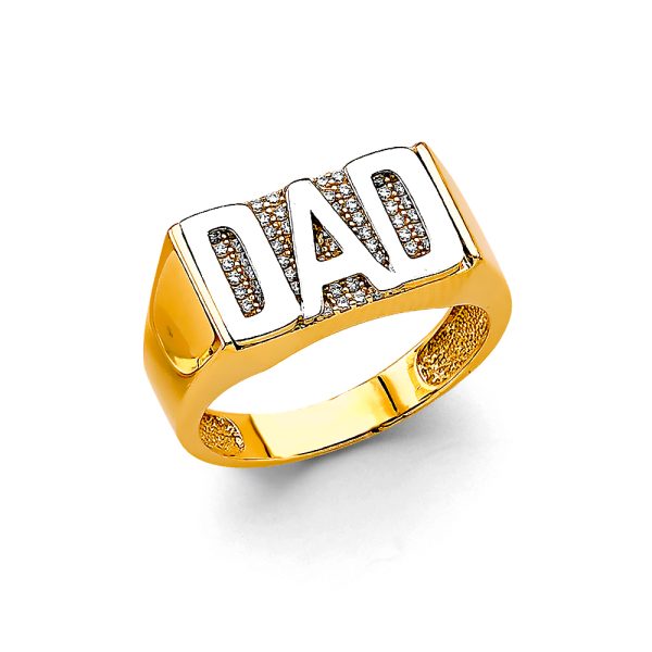 14K 2T Dad Men's CZ Ring